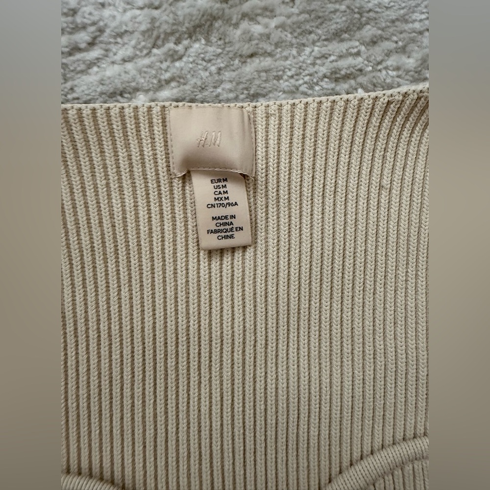 H&M Rib-knit Top, M, Cream - Picture 8 of 15